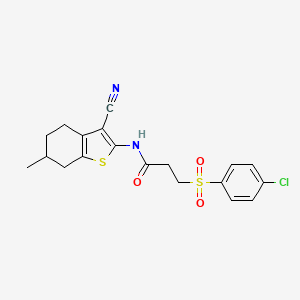3-((4-chlorophenyl)sulfonyl)-N-(3-cyano-6-methyl-4,5,6,7-tetrahydrobenzo[b]thiophen-2-yl)propanamide