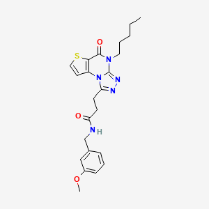 molecular formula C23H27N5O3S B2749097 N-(3-methoxybenzyl)-3-(5-oxo-4-pentyl-4,5-dihydrothieno[2,3-e][1,2,4]triazolo[4,3-a]pyrimidin-1-yl)propanamide CAS No. 1189693-53-5