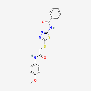 molecular formula C18H16N4O3S2 B2749126 N-[5-({[(4-METHOXYPHENYL)CARBAMOYL]METHYL}SULFANYL)-1,3,4-THIADIAZOL-2-YL]BENZAMIDE CAS No. 392293-63-9