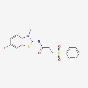 (E)-N-(6-fluoro-3-methylbenzo[d]thiazol-2(3H)-ylidene)-3-(phenylsulfonyl)propanamide