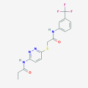 N-(6-((2-oxo-2-((3-(trifluoromethyl)phenyl)amino)ethyl)thio)pyridazin-3-yl)propionamide