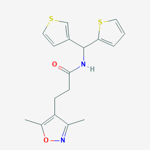3-(3,5-dimethylisoxazol-4-yl)-N-(thiophen-2-yl(thiophen-3-yl)methyl)propanamide