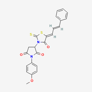 1-(4-methoxyphenyl)-3-((Z)-4-oxo-5-((E)-3-phenylallylidene)-2-thioxothiazolidin-3-yl)pyrrolidine-2,5-dione