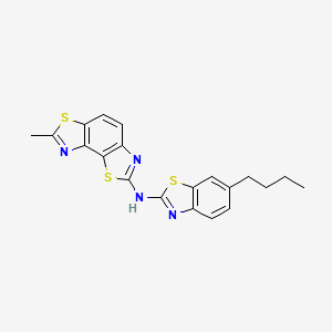 molecular formula C20H18N4S3 B2749152 N-(6-butyl-1,3-benzothiazol-2-yl)-11-methyl-3,10-dithia-5,12-diazatricyclo[7.3.0.0^{2,6}]dodeca-1(9),2(6),4,7,11-pentaen-4-amine CAS No. 862975-42-6