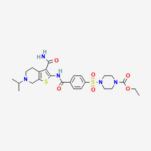 molecular formula C25H33N5O6S2 B2749161 Ethyl 4-((4-((3-carbamoyl-6-isopropyl-4,5,6,7-tetrahydrothieno[2,3-c]pyridin-2-yl)carbamoyl)phenyl)sulfonyl)piperazine-1-carboxylate CAS No. 449768-73-4