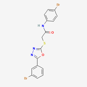 molecular formula C16H11Br2N3O2S B2749170 N-(4-bromophenyl)-2-{[5-(3-bromophenyl)-1,3,4-oxadiazol-2-yl]thio}acetamide CAS No. 336174-46-0
