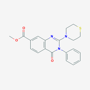 molecular formula C20H19N3O3S B2749199 Methyl 4-oxo-3-phenyl-2-(thiomorpholin-4-yl)-3,4-dihydroquinazoline-7-carboxylate CAS No. 1251584-73-2