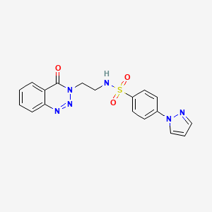 molecular formula C18H16N6O3S B2749227 N-(2-(4-oxobenzo[d][1,2,3]triazin-3(4H)-yl)ethyl)-4-(1H-pyrazol-1-yl)benzenesulfonamide CAS No. 1903879-15-1
