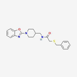 molecular formula C22H25N3O2S B2749291 N-((1-(benzo[d]oxazol-2-yl)piperidin-4-yl)methyl)-2-(benzylthio)acetamide CAS No. 1797592-75-6