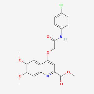 molecular formula C21H19ClN2O6 B2749331 Methyl 4-{[(4-chlorophenyl)carbamoyl]methoxy}-6,7-dimethoxyquinoline-2-carboxylate CAS No. 1358311-01-9