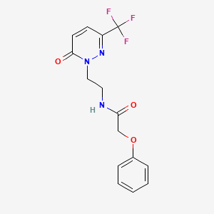 molecular formula C15H14F3N3O3 B2749379 N-{2-[6-oxo-3-(trifluoromethyl)-1,6-dihydropyridazin-1-yl]ethyl}-2-phenoxyacetamide CAS No. 2415632-62-9