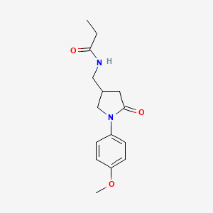 molecular formula C15H20N2O3 B2749387 N-{[1-(4-methoxyphenyl)-5-oxopyrrolidin-3-yl]methyl}propanamide CAS No. 954651-82-2