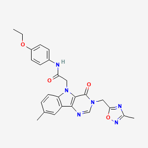 molecular formula C25H24N6O4 B2749406 N-(4-ethoxyphenyl)-2-{8-methyl-3-[(3-methyl-1,2,4-oxadiazol-5-yl)methyl]-4-oxo-3H,4H,5H-pyrimido[5,4-b]indol-5-yl}acetamide CAS No. 1112009-59-2