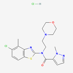 molecular formula C19H23Cl2N5O2S B2749456 N-(5-chloro-4-methyl-1,3-benzothiazol-2-yl)-1-methyl-N-[2-(morpholin-4-yl)ethyl]-1H-pyrazole-5-carboxamide hydrochloride CAS No. 1189896-40-9