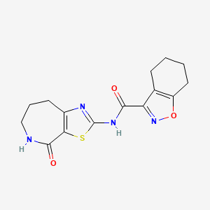 molecular formula C15H16N4O3S B2749468 N-(4-oxo-5,6,7,8-tetrahydro-4H-thiazolo[5,4-c]azepin-2-yl)-4,5,6,7-tetrahydrobenzo[d]isoxazole-3-carboxamide CAS No. 1797284-98-0