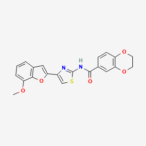 molecular formula C21H16N2O5S B2749504 N-[4-(7-methoxy-1-benzofuran-2-yl)-1,3-thiazol-2-yl]-2,3-dihydro-1,4-benzodioxine-6-carboxamide CAS No. 921796-66-9