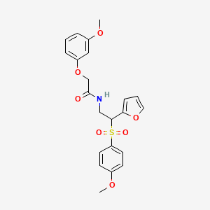 molecular formula C22H23NO7S B2749521 N-[2-(furan-2-yl)-2-(4-methoxybenzenesulfonyl)ethyl]-2-(3-methoxyphenoxy)acetamide CAS No. 946265-12-9