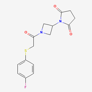 molecular formula C15H15FN2O3S B2749544 1-(1-{2-[(4-fluorophenyl)sulfanyl]acetyl}azetidin-3-yl)pyrrolidine-2,5-dione CAS No. 1903162-29-7