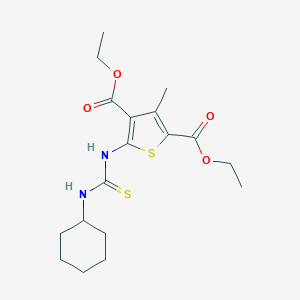 molecular formula C18H26N2O4S2 B274955 Diethyl 5-(cyclohexylcarbamothioylamino)-3-methylthiophene-2,4-dicarboxylate 
