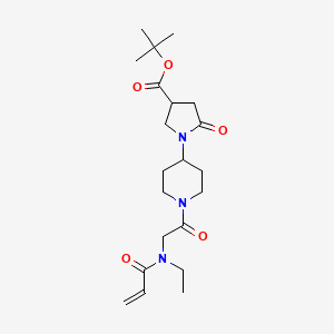 molecular formula C21H33N3O5 B2749560 Tert-butyl 1-[1-[2-[ethyl(prop-2-enoyl)amino]acetyl]piperidin-4-yl]-5-oxopyrrolidine-3-carboxylate CAS No. 2361862-93-1