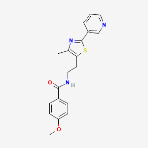 molecular formula C19H19N3O2S B2749574 4-methoxy-N-{2-[4-methyl-2-(pyridin-3-yl)-1,3-thiazol-5-yl]ethyl}benzamide CAS No. 873010-79-8