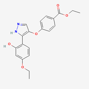 molecular formula C20H20N2O5 B2749597 ethyl 4-{[3-(4-ethoxy-2-hydroxyphenyl)-1H-pyrazol-4-yl]oxy}benzoate CAS No. 1009192-14-6