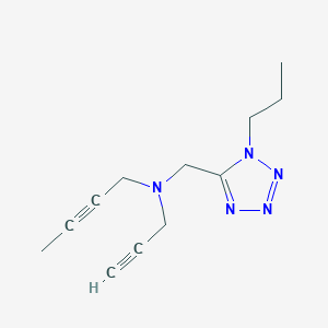 molecular formula C12H17N5 B2749662 N-[(1-Propyltetrazol-5-yl)methyl]-N-prop-2-ynylbut-2-yn-1-amine CAS No. 1436185-75-9