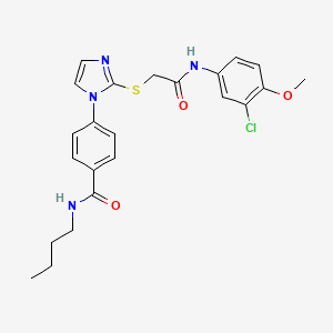 molecular formula C23H25ClN4O3S B2749671 N-butyl-4-[2-({[(3-chloro-4-methoxyphenyl)carbamoyl]methyl}sulfanyl)-1H-imidazol-1-yl]benzamide CAS No. 1207036-88-1