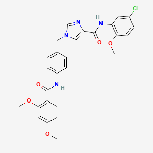 molecular formula C27H25ClN4O5 B2749730 N-(5-chloro-2-methoxyphenyl)-1-(4-(2,4-dimethoxybenzamido)benzyl)-1H-imidazole-4-carboxamide CAS No. 1251597-34-8