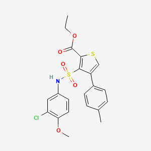 molecular formula C21H20ClNO5S2 B2749750 Ethyl 3-[(3-chloro-4-methoxyphenyl)sulfamoyl]-4-(4-methylphenyl)thiophene-2-carboxylate CAS No. 946322-77-6