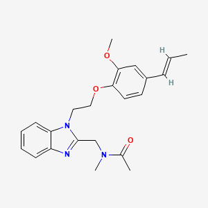 molecular formula C23H27N3O3 B2749789 N-{[1-(2-{2-methoxy-4-[(1E)-prop-1-en-1-yl]phenoxy}ethyl)-1H-1,3-benzodiazol-2-yl]methyl}-N-methylacetamide CAS No. 931724-66-2