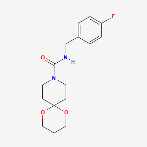 molecular formula C16H21FN2O3 B2749841 N-[(4-fluorophenyl)methyl]-1,5-dioxa-9-azaspiro[5.5]undecane-9-carboxamide CAS No. 1022620-64-9