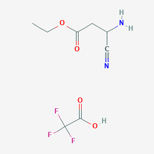 molecular formula C8H11F3N2O4 B2749890 Ethyl 3-amino-3-cyanopropanoate, trifluoroacetic acid CAS No. 2137833-08-8