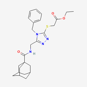 molecular formula C25H32N4O3S B2749912 ethyl 2-[(5-{[(adamantan-1-yl)formamido]methyl}-4-benzyl-4H-1,2,4-triazol-3-yl)sulfanyl]acetate CAS No. 477303-32-5