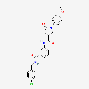 molecular formula C26H24ClN3O4 B2749931 N-[3-[(4-Chlorophenyl)methylcarbamoyl]phenyl]-1-(4-methoxyphenyl)-5-oxopyrrolidine-3-carboxamide CAS No. 2380187-72-2