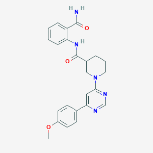 molecular formula C24H25N5O3 B2749950 N-(2-carbamoylphenyl)-1-[6-(4-methoxyphenyl)pyrimidin-4-yl]piperidine-3-carboxamide CAS No. 1396846-66-4