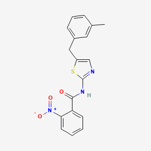 molecular formula C18H15N3O3S B2749996 N-{5-[(3-Methylphenyl)methyl]-1,3-thiazol-2-YL}-2-nitrobenzamide CAS No. 292057-26-2