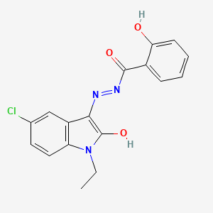 molecular formula C17H14ClN3O3 B2750002 N'-[(3E)-5-chloro-1-ethyl-2-oxo-2,3-dihydro-1H-indol-3-ylidene]-2-hydroxybenzohydrazide CAS No. 683799-52-2