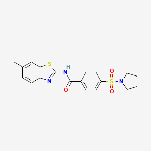 molecular formula C19H19N3O3S2 B2750031 N-(6-methylbenzo[d]thiazol-2-yl)-4-(pyrrolidin-1-ylsulfonyl)benzamide CAS No. 325977-76-2