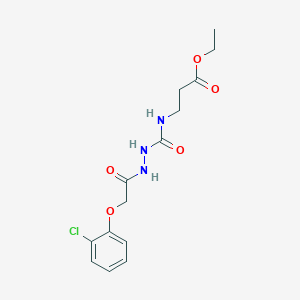 molecular formula C14H18ClN3O5 B2750083 Ethyl 3-({[2-(2-chlorophenoxy)acetohydrazido]carbonyl}amino)propanoate CAS No. 1023532-51-5