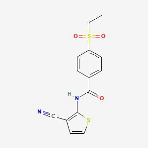 molecular formula C14H12N2O3S2 B2750118 N-(3-cyanothiophen-2-yl)-4-(ethylsulfonyl)benzamide CAS No. 898406-05-8