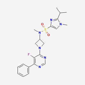 molecular formula C21H25FN6O2S B2750181 N-[1-(5-fluoro-6-phenylpyrimidin-4-yl)azetidin-3-yl]-N,1-dimethyl-2-(propan-2-yl)-1H-imidazole-4-sulfonamide CAS No. 2380192-30-1