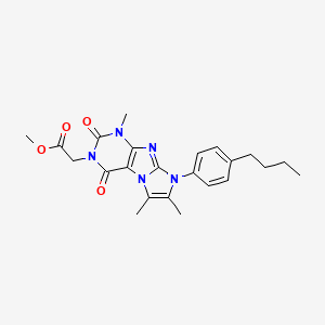 molecular formula C23H27N5O4 B2750185 methyl 2-(8-(4-butylphenyl)-1,6,7-trimethyl-2,4-dioxo-1H-imidazo[2,1-f]purin-3(2H,4H,8H)-yl)acetate CAS No. 896301-79-4