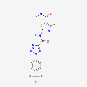 molecular formula C16H14F3N7O2S B2750188 N,N,4-trimethyl-2-(2-(4-(trifluoromethyl)phenyl)-2H-tetrazole-5-carboxamido)thiazole-5-carboxamide CAS No. 1396881-43-8