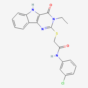 molecular formula C20H17ClN4O2S B2750189 N-(3-chlorophenyl)-2-({3-ethyl-4-oxo-3H,4H,5H-pyrimido[5,4-b]indol-2-yl}sulfanyl)acetamide CAS No. 888433-12-3