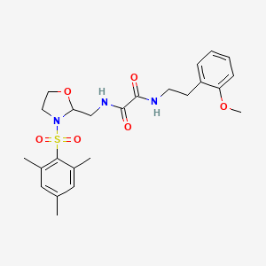 molecular formula C24H31N3O6S B2750191 N1-((3-(mesitylsulfonyl)oxazolidin-2-yl)methyl)-N2-(2-methoxyphenethyl)oxalamide CAS No. 868982-76-7