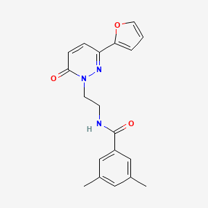 molecular formula C19H19N3O3 B2750192 N-{2-[3-(furan-2-yl)-6-oxo-1,6-dihydropyridazin-1-yl]ethyl}-3,5-dimethylbenzamide CAS No. 946211-89-8