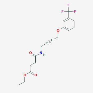 molecular formula C17H18F3NO4 B2750197 Ethyl 4-oxo-4-((4-(3-(trifluoromethyl)phenoxy)but-2-yn-1-yl)amino)butanoate CAS No. 1421496-89-0