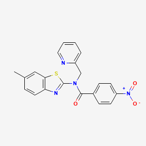 molecular formula C21H16N4O3S B2750201 N-(6-methylbenzo[d]thiazol-2-yl)-4-nitro-N-(pyridin-2-ylmethyl)benzamide CAS No. 899735-52-5