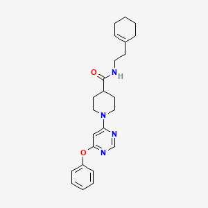 molecular formula C24H30N4O2 B2750227 N-(2-cyclohex-1-en-1-ylethyl)-1-(6-phenoxypyrimidin-4-yl)piperidine-4-carboxamide CAS No. 1251590-38-1